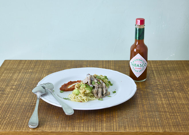 マイワシと焼きなすの冷静パスタ×TABASCO®オリジナルレッドペパーソース