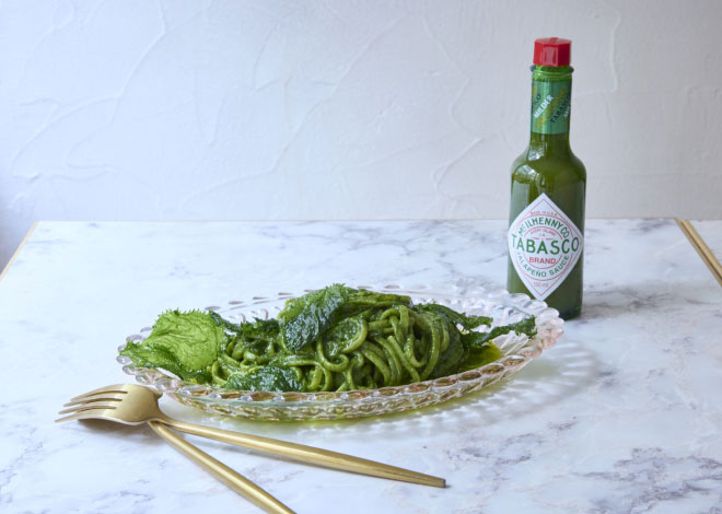 大葉のジェノベーゼパスタ×TABASCO®ハラペーニョソース